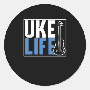 Ukulele Uke Guitar Music Guitarist Acoustic Gift Classic Round Sticker