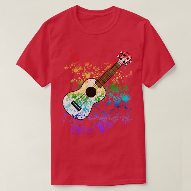 Ukulele Ukulelist Rainbow Colours Uke Player Music T-Shirt (Design Front)