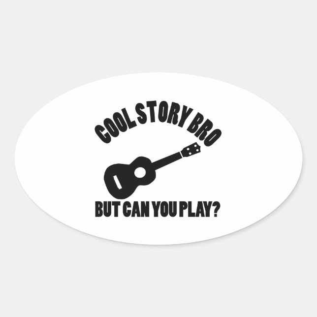 Ukulele vector designs oval sticker (Front)