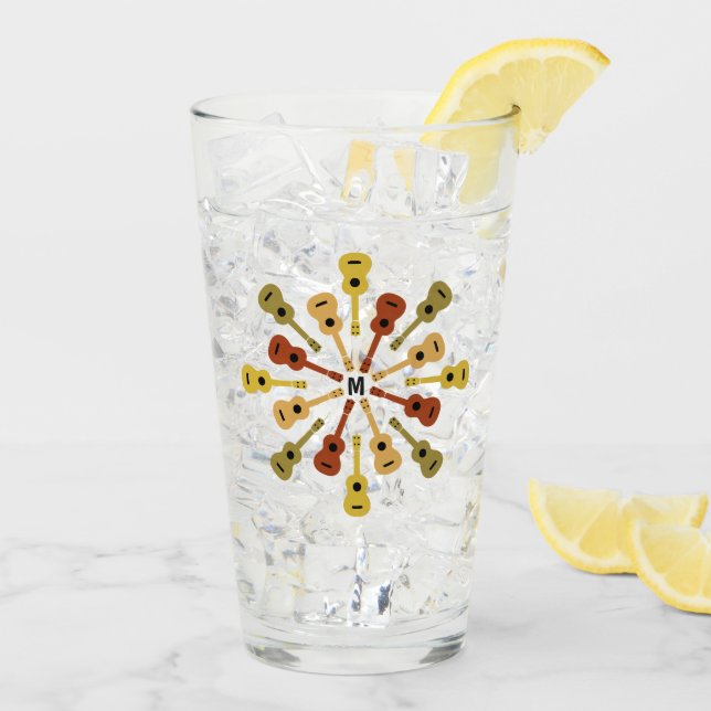 Ukuleles custom monogram pint glass (Back Ice)