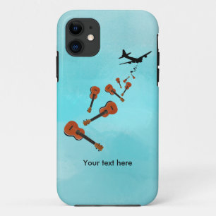 Ukuleles dropping from and aeroplane iPhone 11 case
