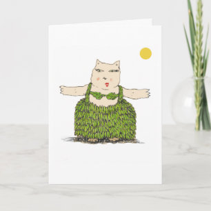 Ula, Exotic Hula Cat Card from Denis Gaston Art