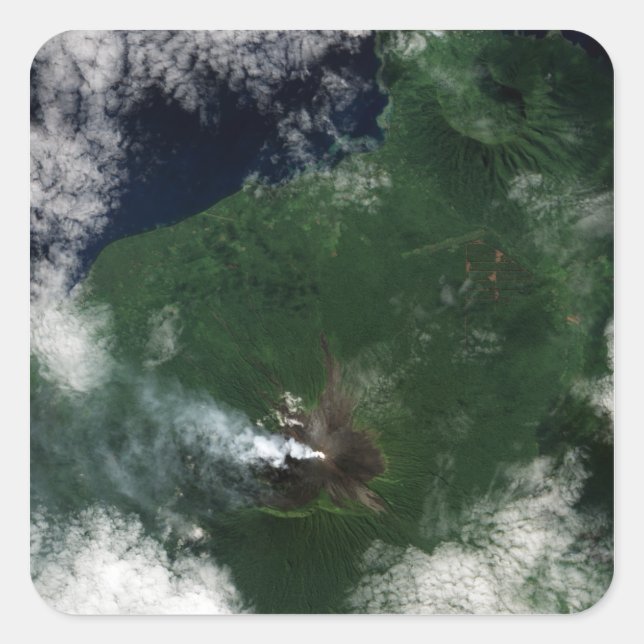 Ulawun Volcano of New Britain Summit Square Sticker (Front)