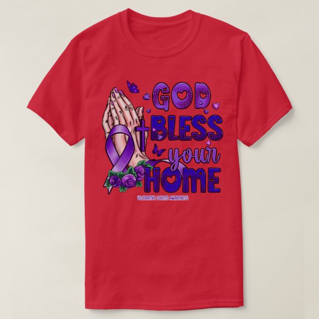 Ulcerative Colitis Awareness god bless faith hope T-Shirt (Design Front)