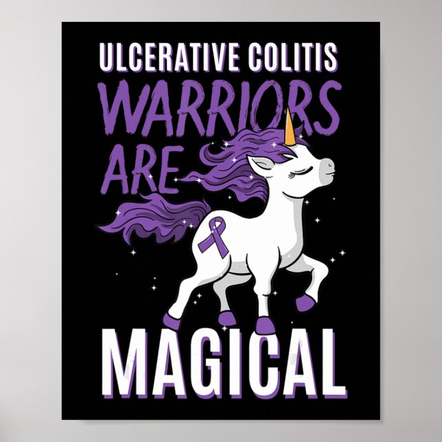Ulcerative Colitis Awareness IBD Unicorn Purple Ri Poster (Front)
