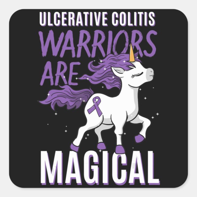 Ulcerative Colitis Awareness IBD Unicorn Purple Ri Square Sticker (Front)