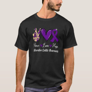 Ulcerative Colitis Awareness Peace Love Hope Purpl T-Shirt