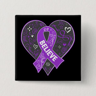 Ulcerative Colitis Believe Ribbon Heart 15 Cm Square Badge