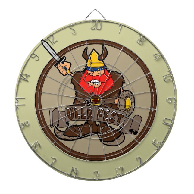 Ullr Fest happy skiing viking dartboard (Front)