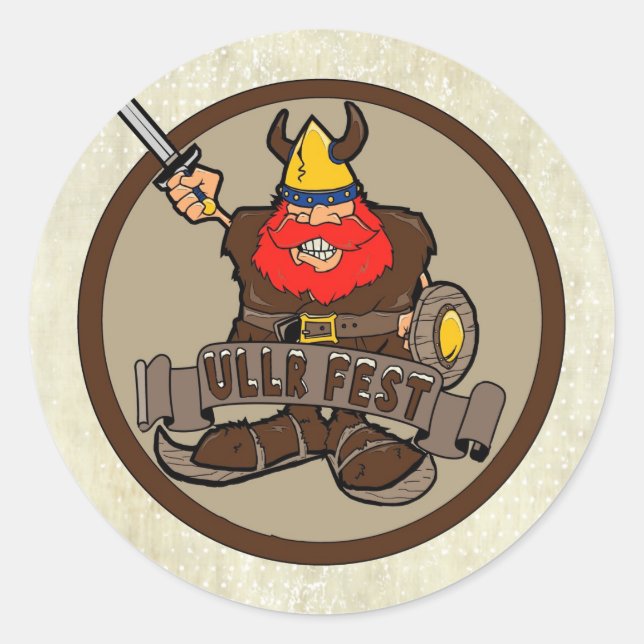 Ullr Fest happy skiing viking stickers (Front)