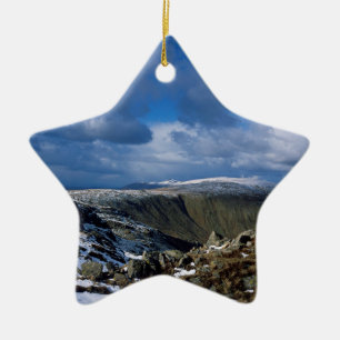 Ullscarf and Skiddaw Winter Holiday Card Poster Ph Ceramic Tree Decoration