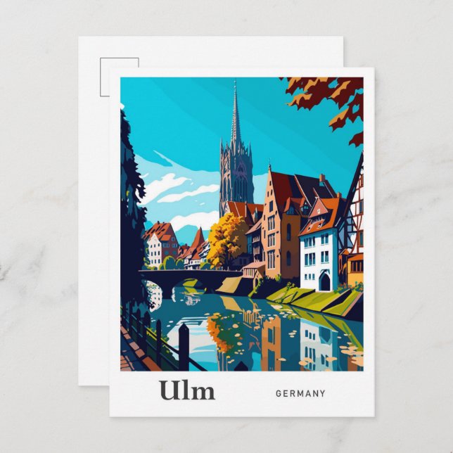 Ulm Germany Travel Vintage Illustration Postcard (Front/Back)