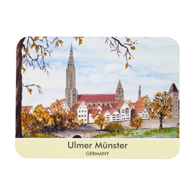 Ulm Minster Germany Painting by Farida Greenfield Magnet (Horizontal)