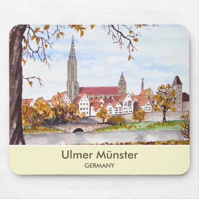Ulm Minster Germany Painting by Farida Greenfield Mouse Mat (Front)