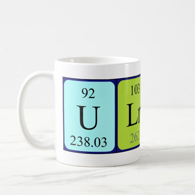 Ulrik periodic table name mug (Left)