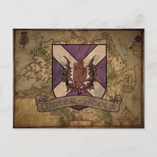 Ulster Scots antique map postcard (Front)