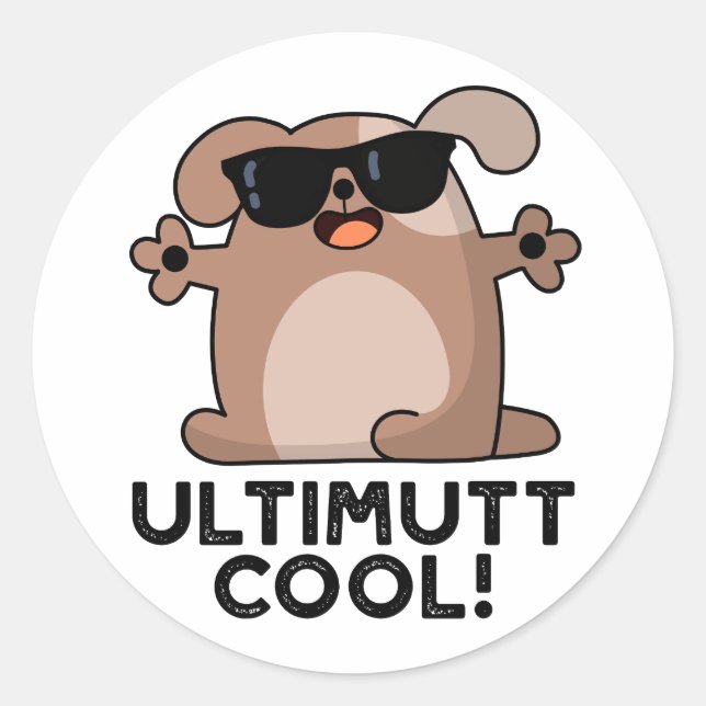Ulti-mutt Cool Funny Dog Pun  Classic Round Sticker (Front)
