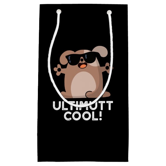 Ulti-mutt Cool Funny Dog Pun Dark BG Small Gift Bag (Front)