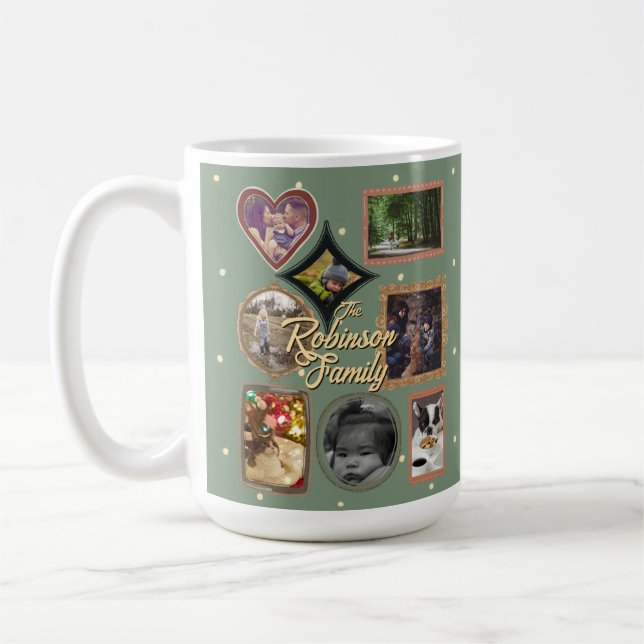 Ultimate 12 Photo Family Retro Frame Collage Coffee Mug (Left)