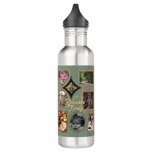 Ultimate 19 Family Photos Retro Frame Collage 710 Ml Water Bottle (Left)