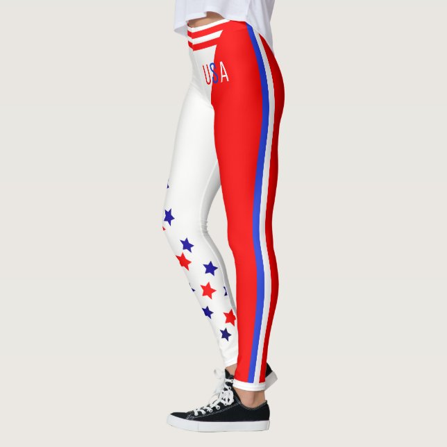 Ultimate American Patriot USA Stars and Stripes Leggings (Left)