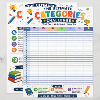 Ultimate Categories Challenge Printable Game