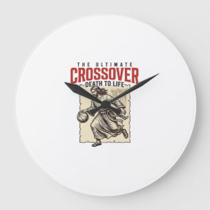 Ultimate Crossover Christian Basketball Vintage Large Clock