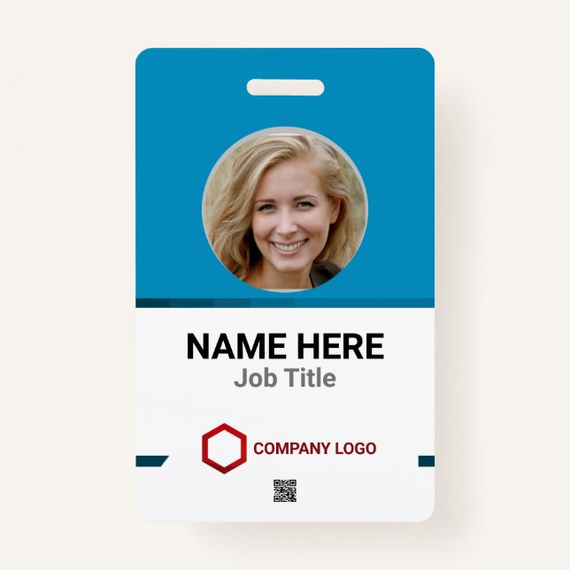 Ultimate Customisation: Employee Photo Logo Barcod ID Badge (Front)