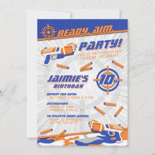 Ultimate Dart Gun Birthday Invitation