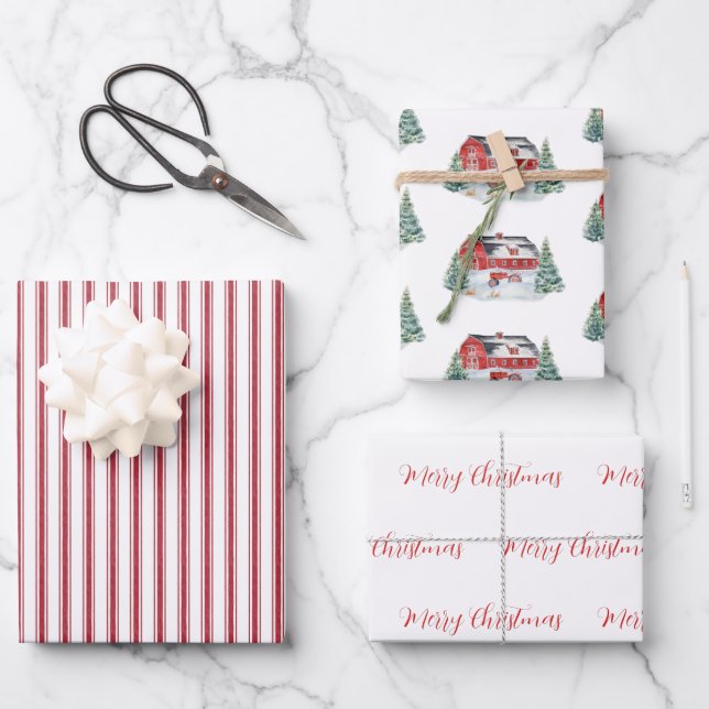 Ultimate Farmhouse Christmas Collection Gift Wrapping Paper Sheet (Front)