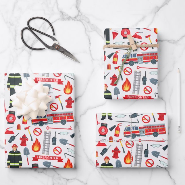 Ultimate Firefighter - Heroic Fire Rescue Theme Wrapping Paper Sheet (Front)