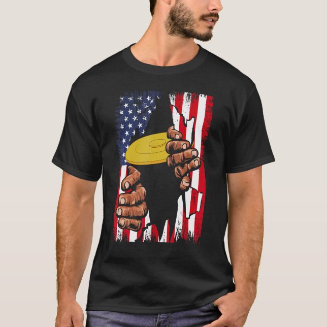 Ultimate Frisbee American Flag 4th Of July Merica  T-Shirt (Front)