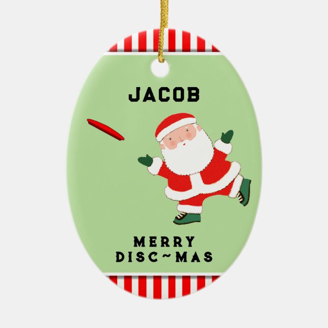 Ultimate Frisbee Christmas Ceramic Tree Decoration (Front)