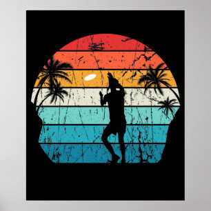 Ultimate Frisbee Disc Player Vintage Summer Beach Poster