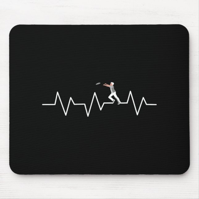 Ultimate Frisbee Heartbeat Funny Disc Golf Player  Mouse Mat (Front)