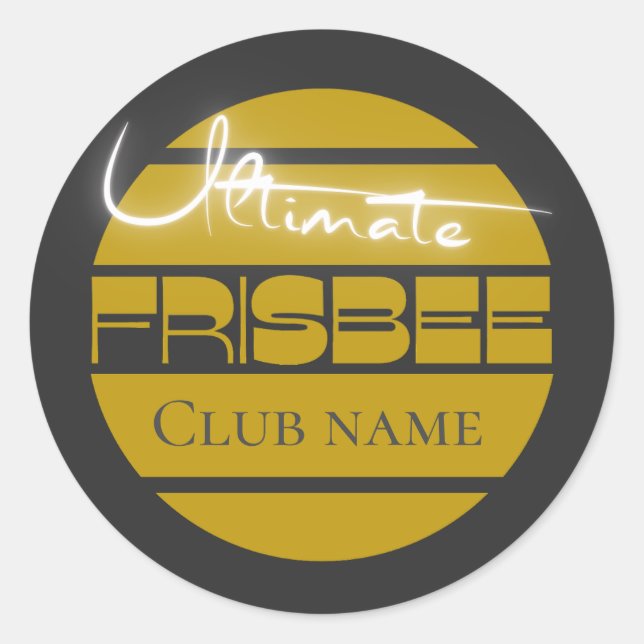 Ultimate Frisbee logo in yellow  Classic Round Sticker (Front)
