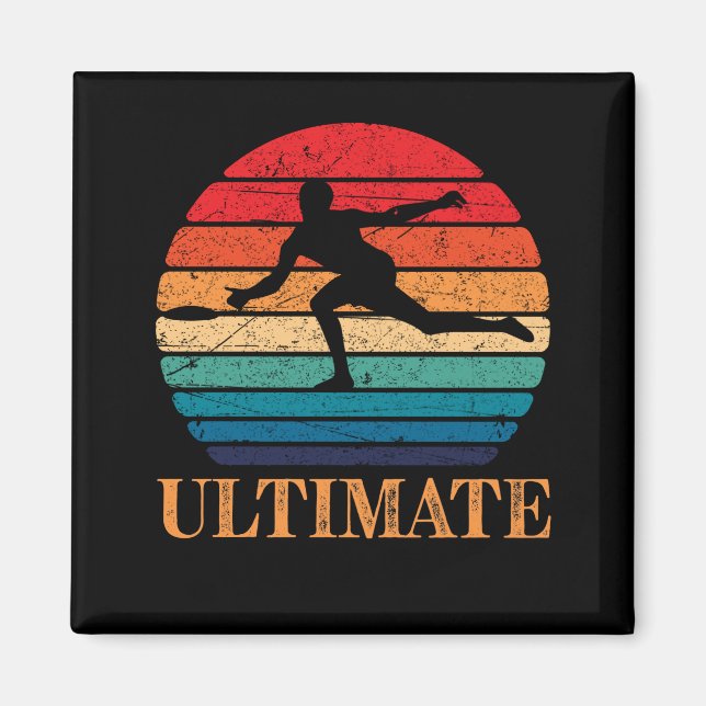 Ultimate Frisbee Retro Player Flying Disc Throwing Magnet (Front)