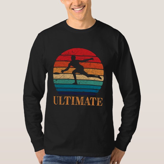 Ultimate Frisbee Retro Player Flying Disk Throwing T-Shirt (Front)