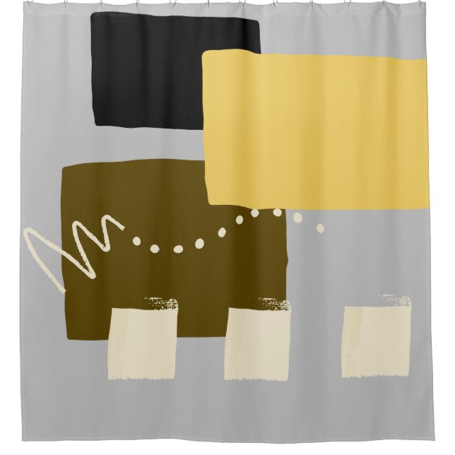 Ultimate grey and illuminating Yellow colour No1 Shower Curtain (Front)