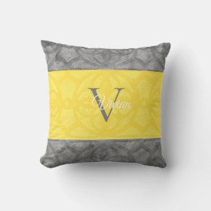 Ultimate Grey and illuminating Yellow Monogram Thr Cushion
