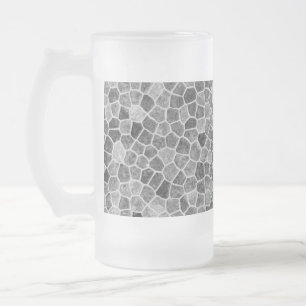 Ultimate Grey Cobbled Patchwork Terrazo Pattern Frosted Glass Beer Mug