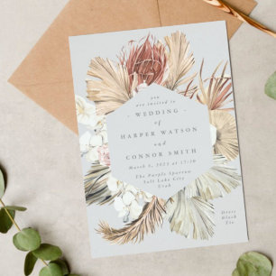 Ultimate Grey Floral Pampas Grass Tropical Jungle Invitation