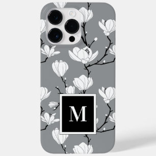 Ultimate Grey Monogrammed Magnolia Flower Case-Mat Case-Mate iPhone 14 Pro Max Case