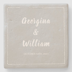 Ultimate Grey Wedding Bride & Groom Elegant Simple Stone Coaster