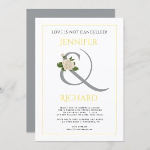 Ultimate grey, yellow ampersand virtual wedding invitation