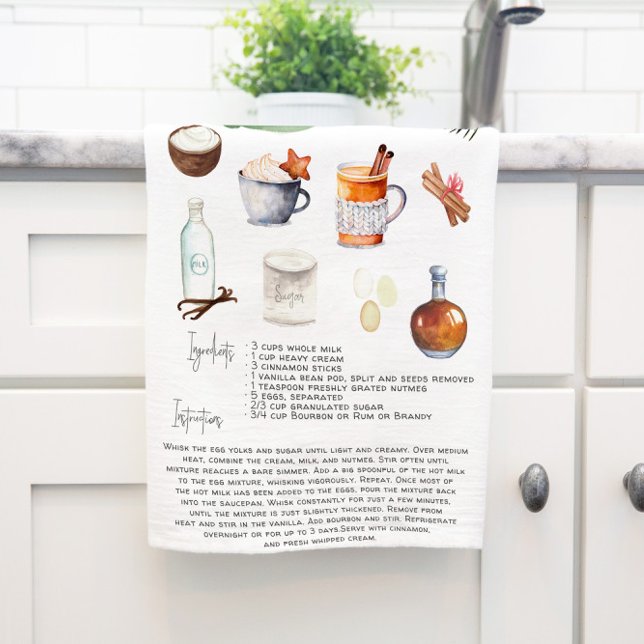 Ultimate Homemade Eggnog | Recipe Heirloom Tea Towel (Creator Uploaded)