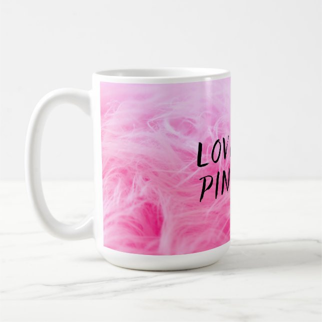 Ultimate Hot Pink Fuzzy Faux Fur Coffee Mug (Left)