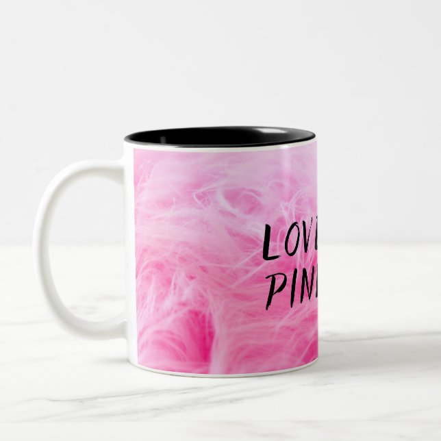 Ultimate Hot Pink Fuzzy Faux Fur Two-Tone Coffee Mug (Left)