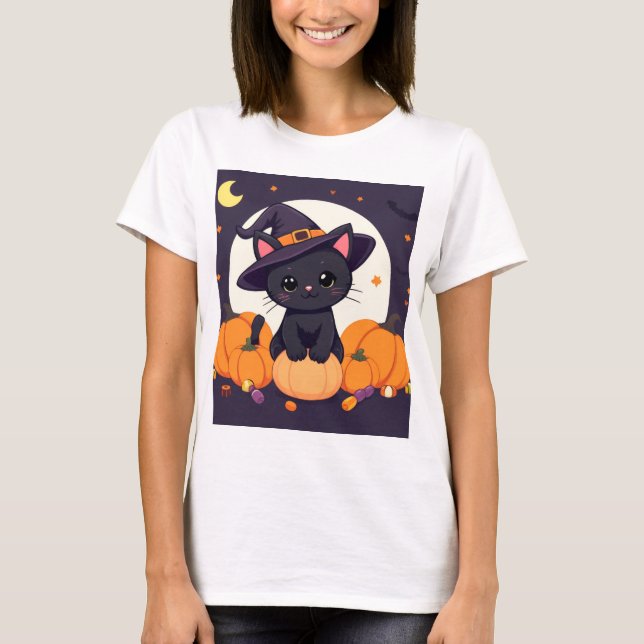 Ultimate Magical Witch Cat Halloween T-Shirt (Front)