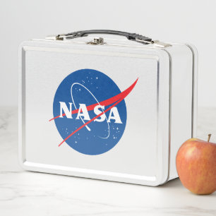 Ultimate NASA Logo Rocket White Metal Lunch Box